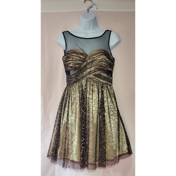 Adrianna Papell Dresses & Skirts - FORMAL Hailey Logan by Adrianna Papell Black Gold Glitter Dress Prom